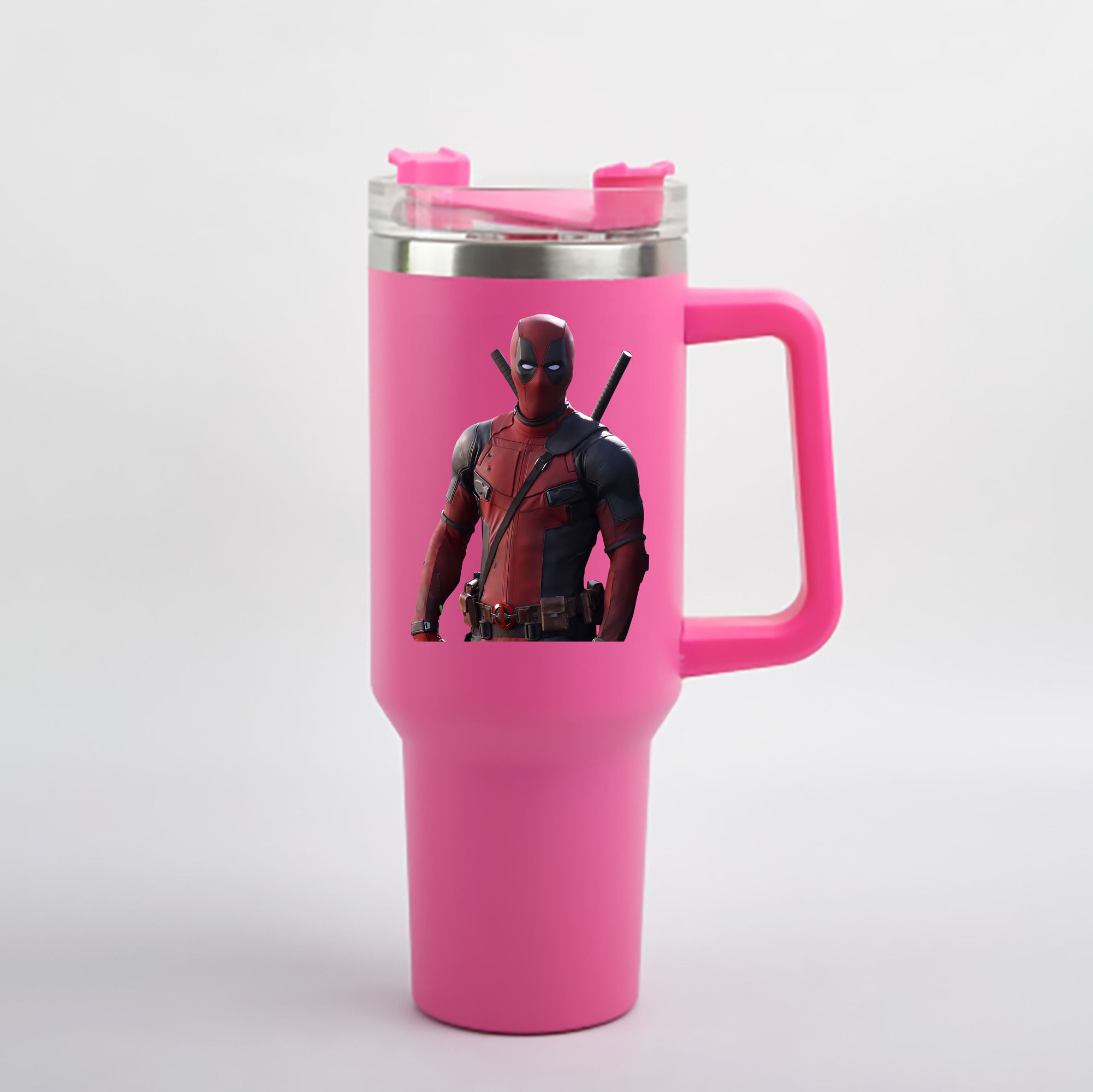 （画像用） Deadpool デッドプール 1200mL車用タンブラー - クリスタルステッカー（プラスチックストロー付き）